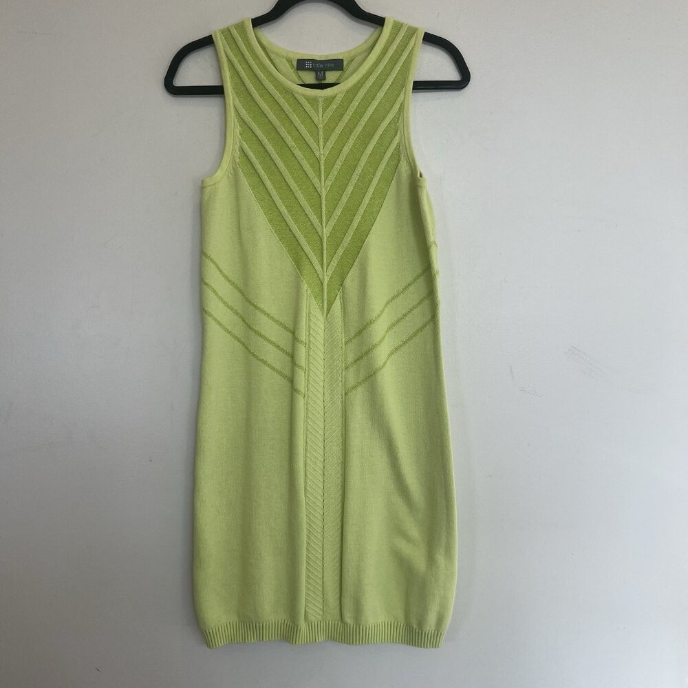 Title Nine Sleeveless Sweater Knit BodyCon Dress Cotton-Poly Blend Lime Green M